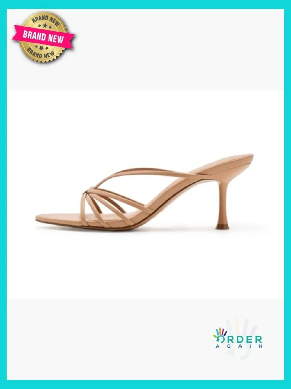 Heeled Sandal Sleek Modern Strappy Stiletto Open Toe Slingback Slip On Dressy
